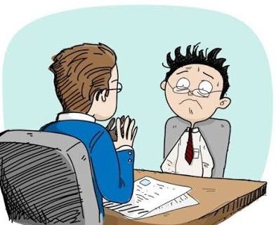 Illustration d’un recruteur et d’une candidate en entretien d’embauche